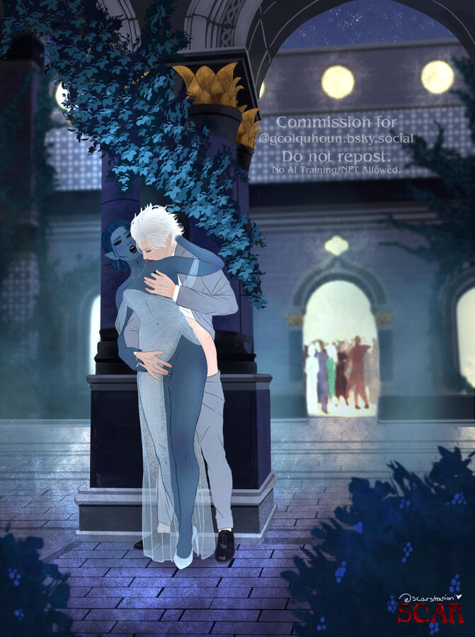 Commission for Germaine, Flats Illustration w/ bg featuring Astarion &amp; Vera. V3