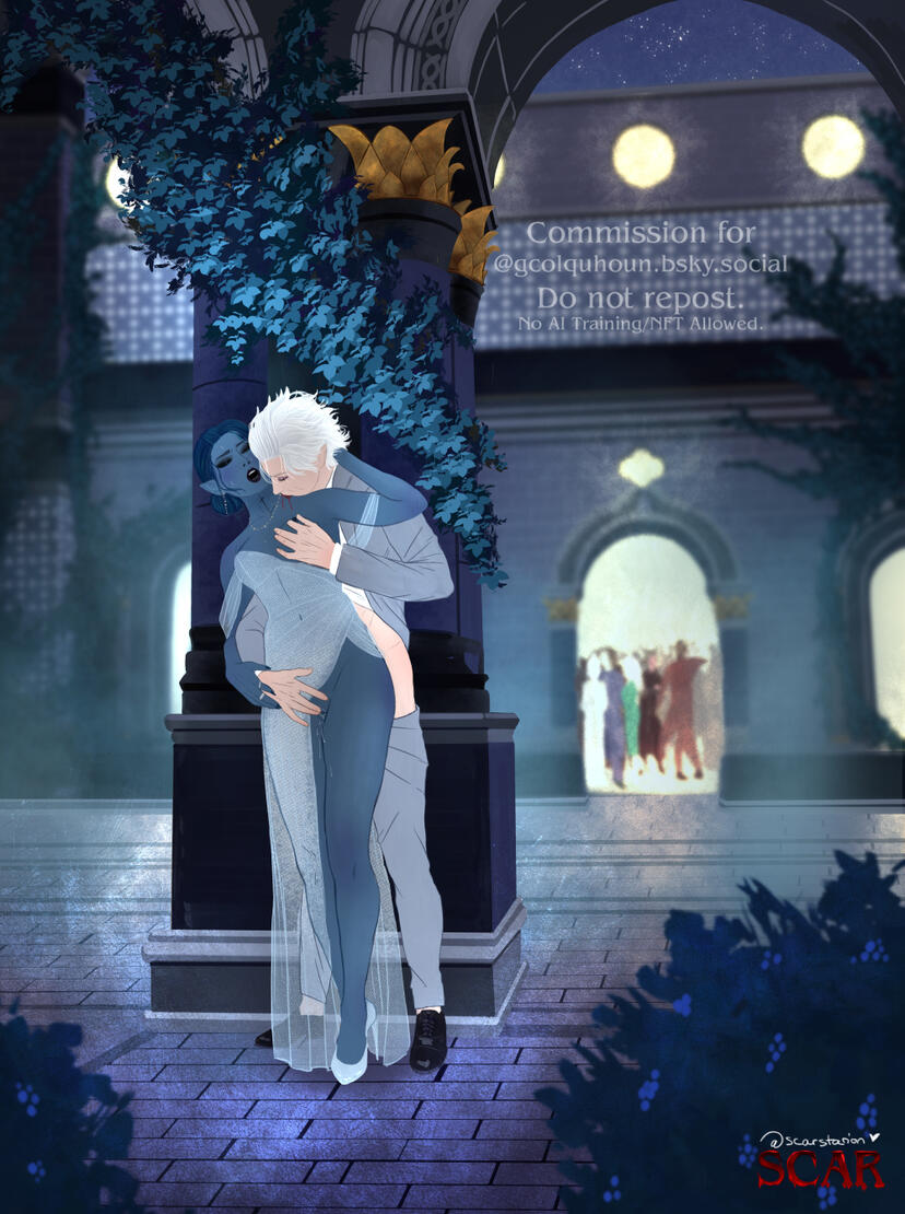 Commission for Germaine, Flats Illustration w/ bg featuring Astarion & Vera. V3