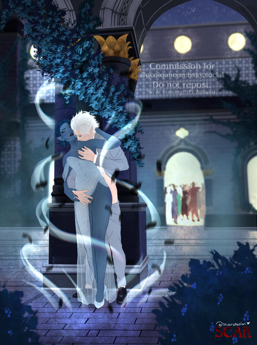 Commission for Germaine, Flats Illustration w/ bg featuring Astarion & Vera. V1