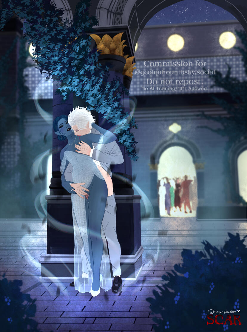 Commission for Germaine, Flats Illustration w/ bg featuring Astarion & Vera. V2